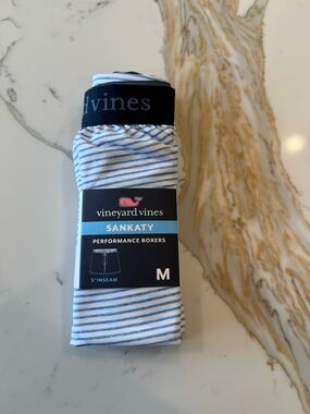Vineyard Vines Men's Sankaty Performance Boxers - Light Blue & White Stripe